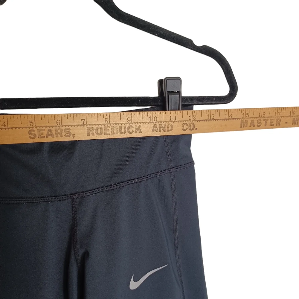 NIKE DRI FIT Black Semi Sheer Mesh Cut Out Athletic Leggings X-Small